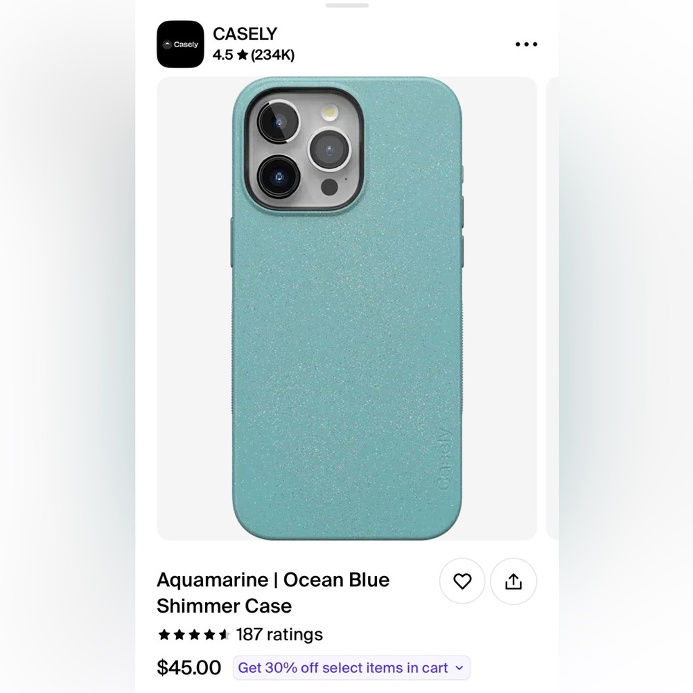 IPhone 15 Pro Case - Aqua Blue - NEW